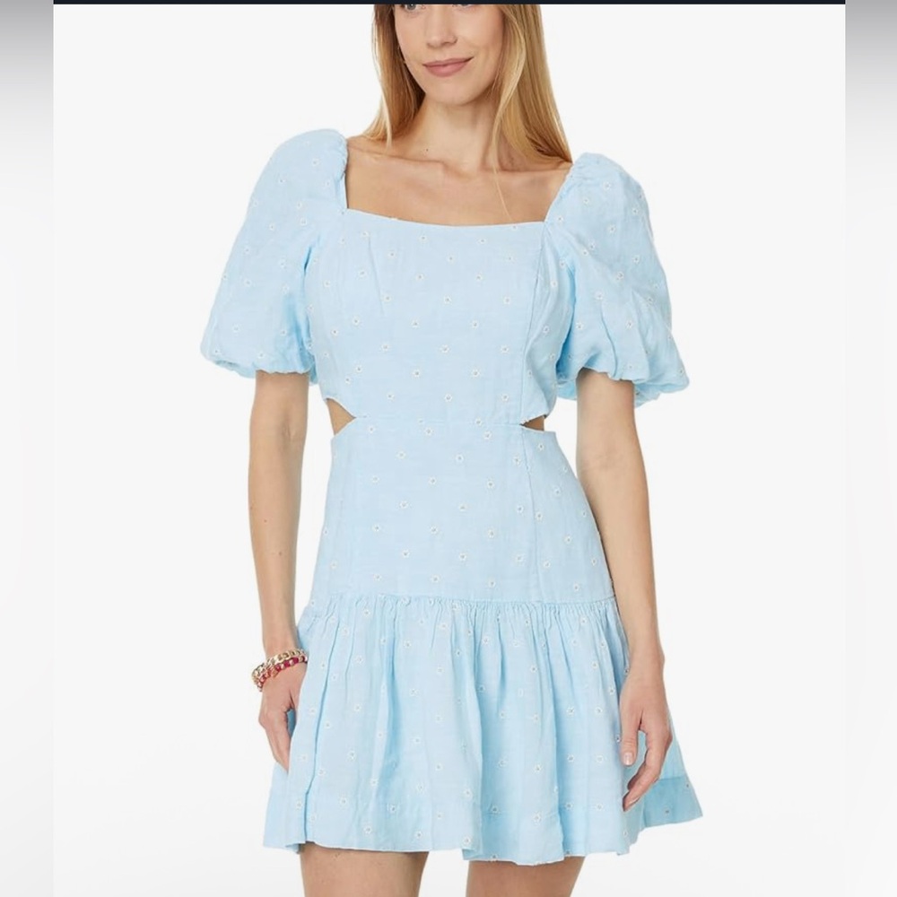 Lilly Pulitzer Women's Kylanne Elbow Sleeve Embroidered Linen Dress